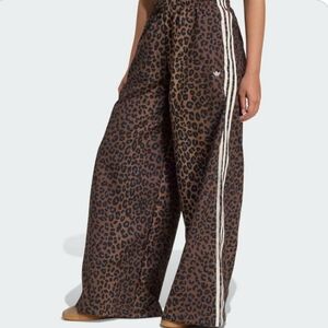 Adidas Leopard Firebird Wide Leg Track Pants Size XL